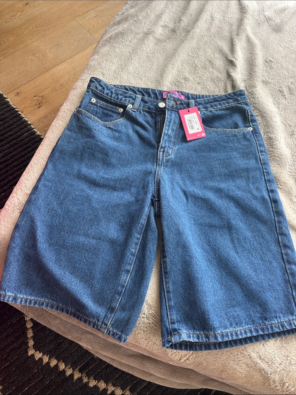 Edikted Oversized Low Rise Denim Bermuda Shorts